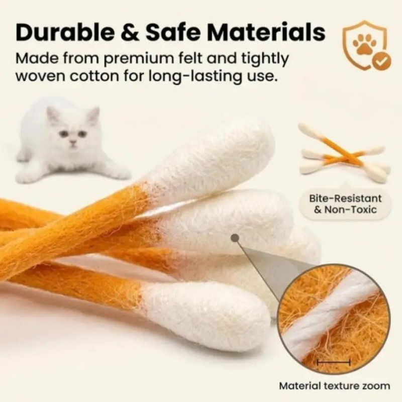 Thumbnail: 1-8Pcs Creative Large Cotton Swab Shaped Catnip Toy Giant Kitten Grinding Biting