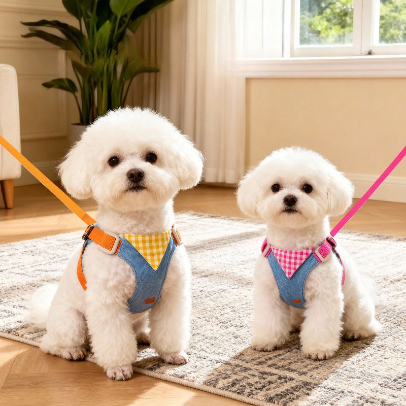 Thumbnail: Trendy Premium Cowboy Dog Harness Leash Set - Adjustable Pet Chest Strap Soft & 