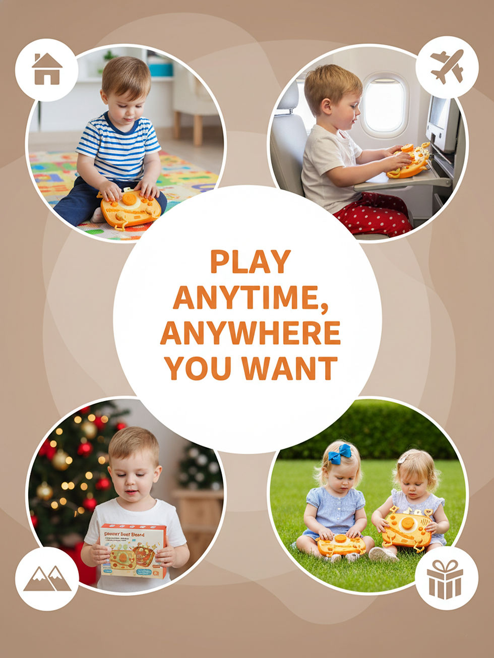 Thumbnail: Silicone Sensory Activity Board for Infants Pull String Toy Montessori Travel To