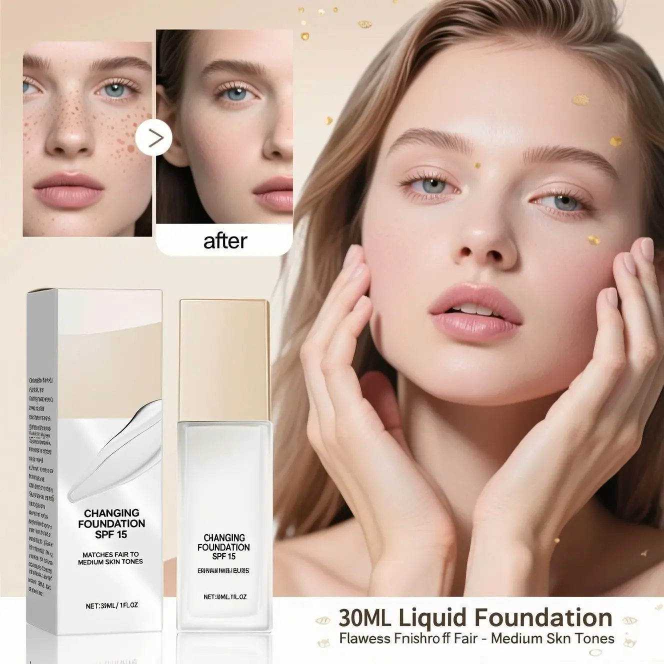 SPF15 Lightweight Foundation with Hyaluronic Acid A hydrating liquid makeup that