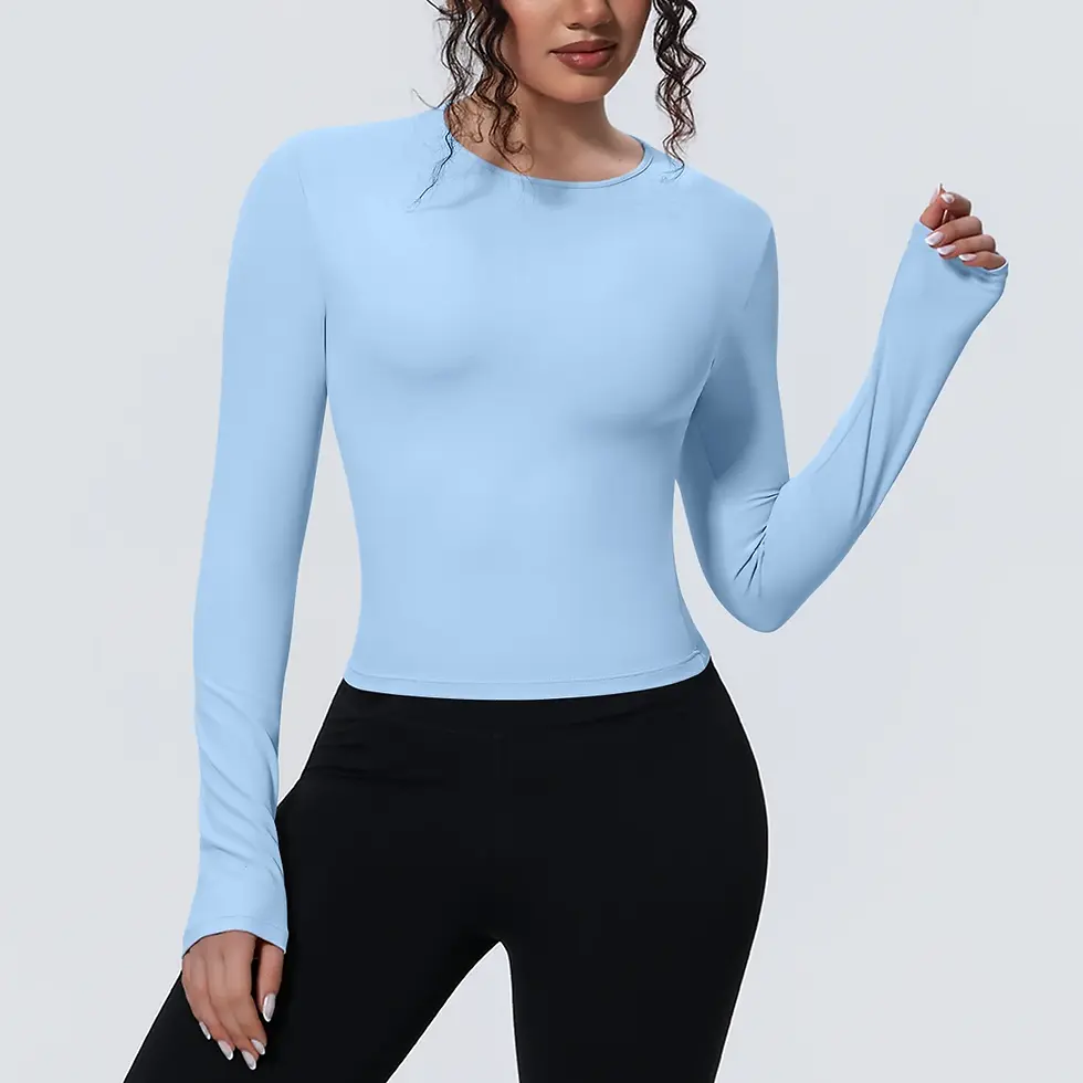 Thumbnail: Woman's Yoga Long Sleeved Gym Sports Running Top Slim Breathable Soild