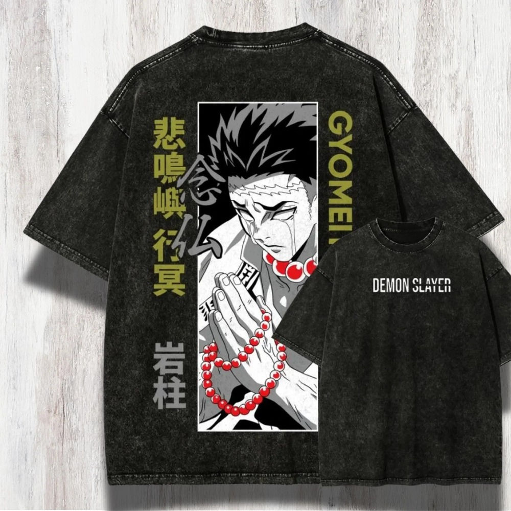 2026 Latest Gyomei Demon Slayer T-Shirt  Oversized Vintage Anime Tee  Himejima H