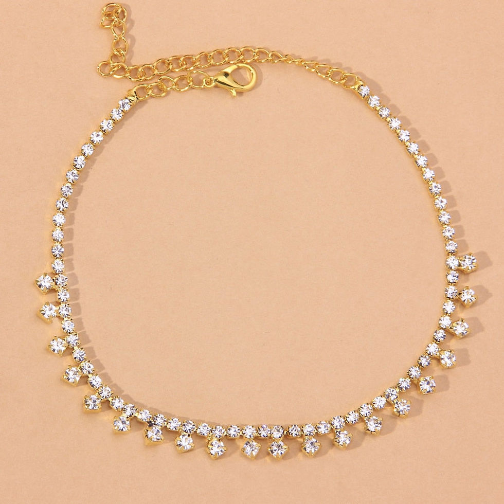 Thumbnail: Rhinestone Water Drop Anklet Foot Jewelry for Women Silver/Gold