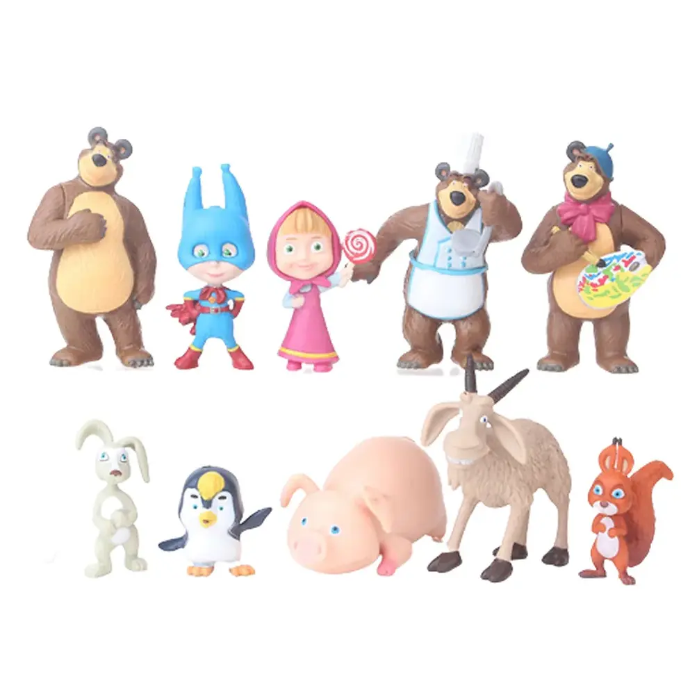 Thumbnail: 10pcs/set Masha Figure Toys Doll Masse Bear for Kids