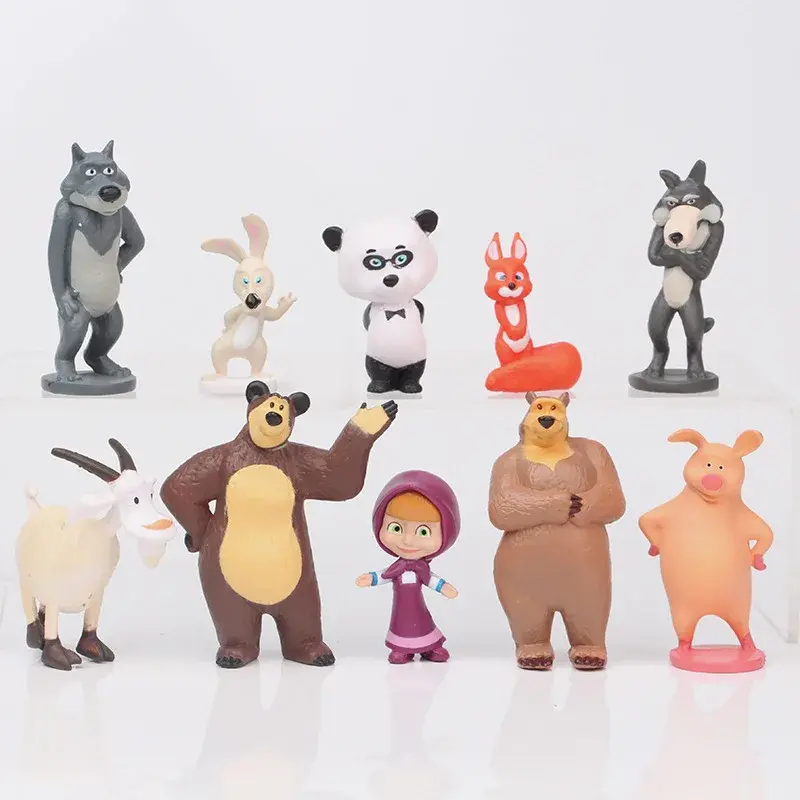 Thumbnail: 10pcs/set Masha Figure Toys Doll Masse Bear for Kids
