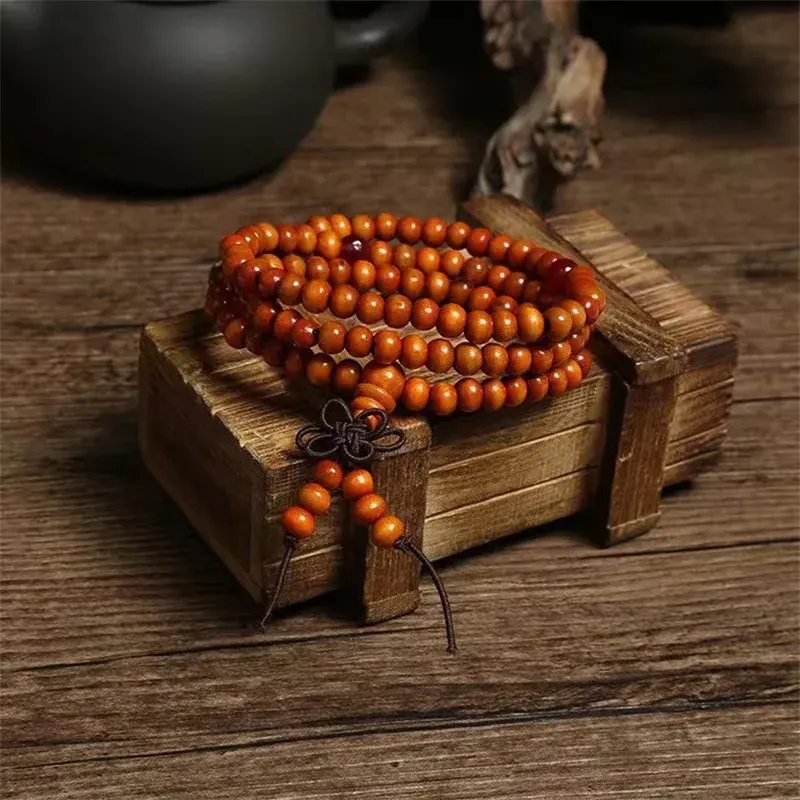 Thumbnail: Natural Chinese Sandalwood 108 Prayer Beads Mala Bracelet Necklace 6mm