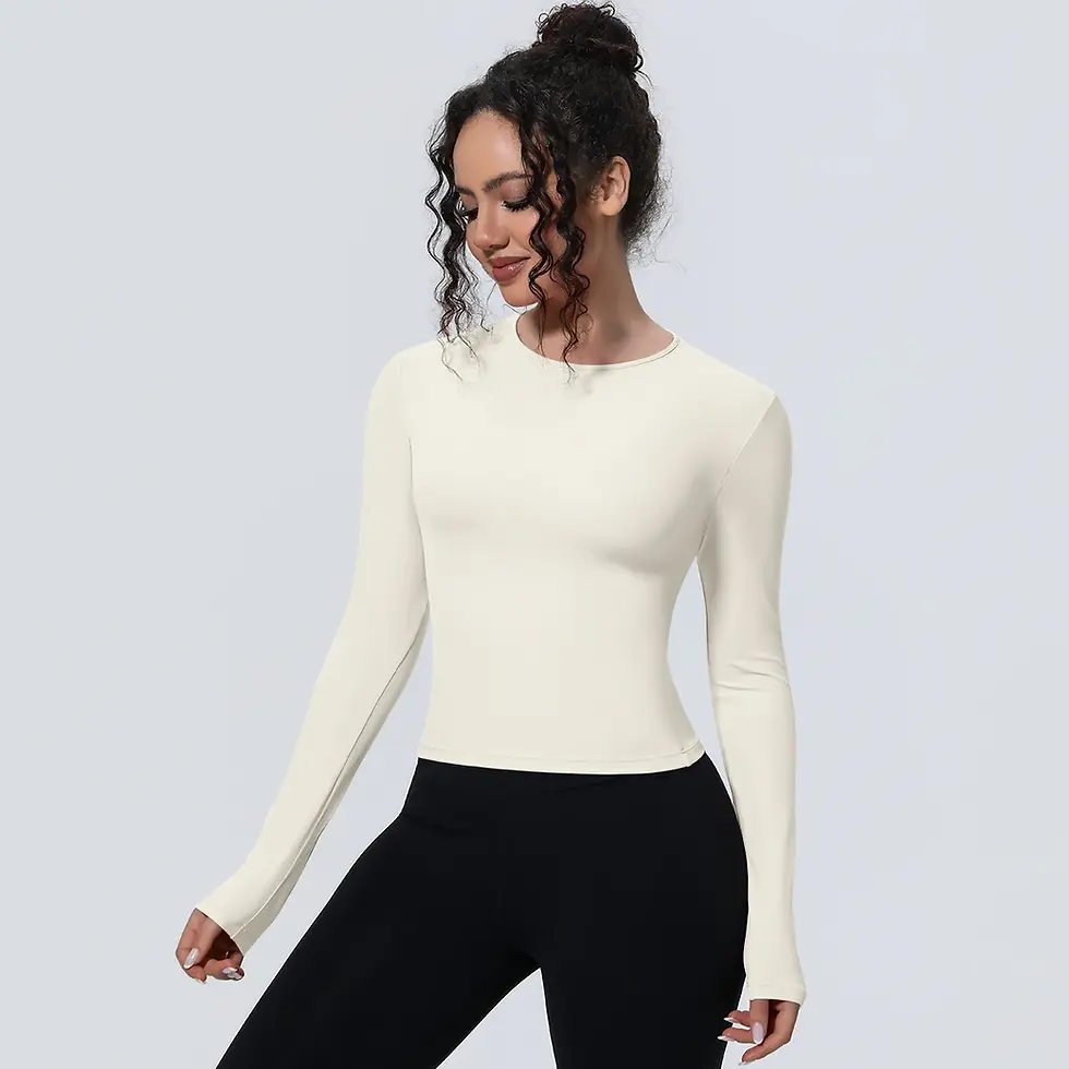 Thumbnail: Woman's Yoga Long Sleeved Gym Sports Running Top Slim Breathable Soild