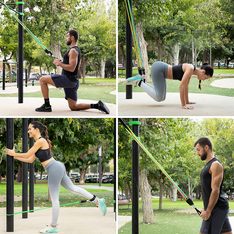 Thumbnail: Set of Resistance Bands with Accessories and Exercise Guide Rebainer