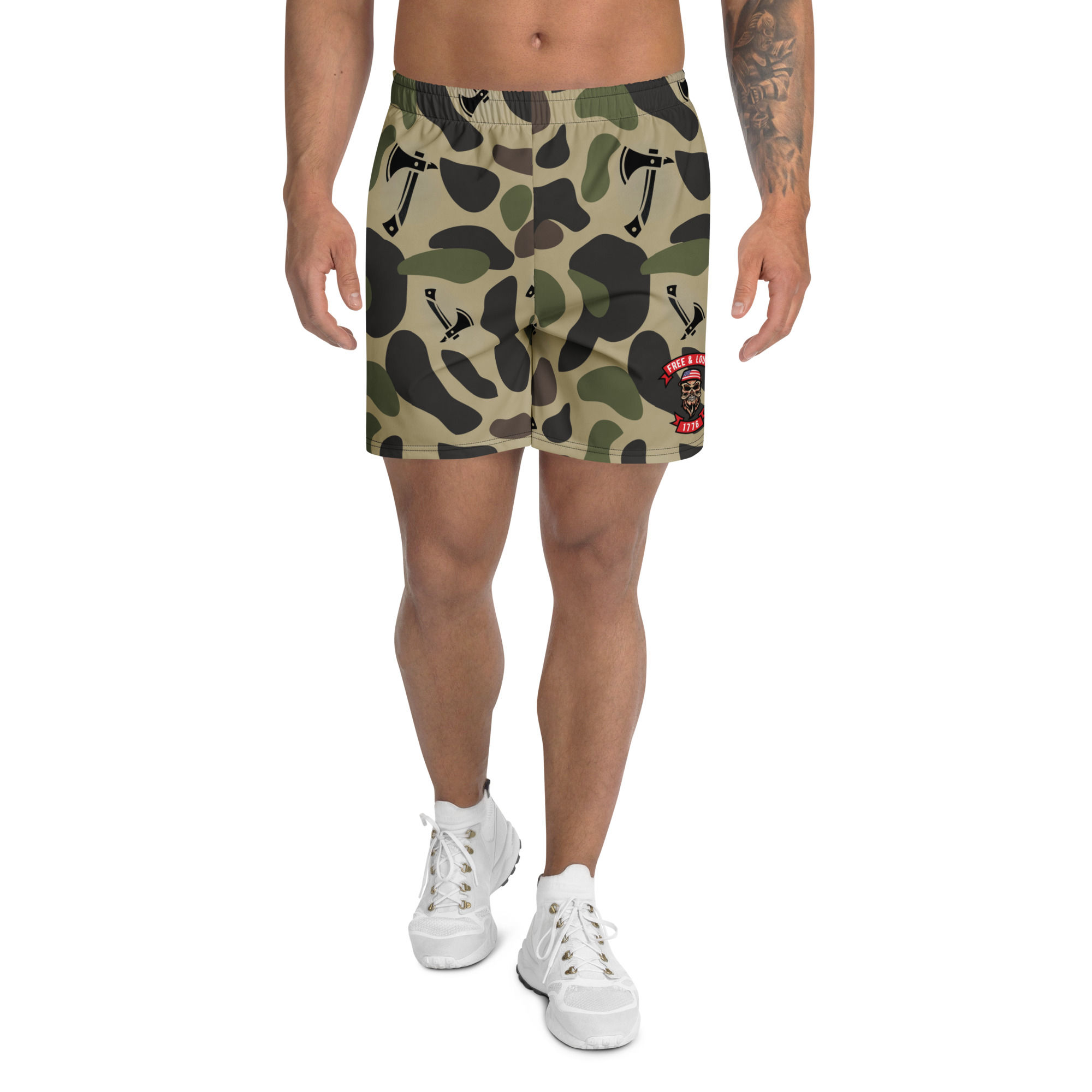 Free & Loud Camo and Tomahawk Athletic Long Shorts