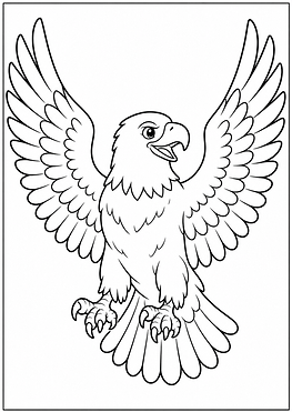 Adler Ausmalbild im einfachen Cartoon-Stil mit klaren schwarzen Linien zum Ausdrucken für Kinder
