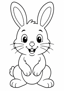 Hase Kinder Ausmalbild im einfachen Cartoon-Stil mit klaren schwarzen Linien zum Ausdrucken