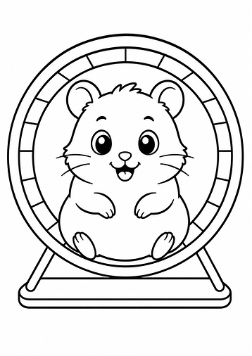 Hamster Malvorlage im einfachen Cartoon-Stil kostenlos zum Ausdrucken für Kinder