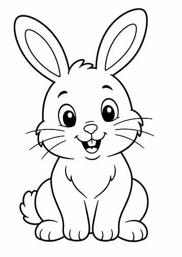 Einfaches Hase Ausmalbild im niedlichen Cartoon-Stil mit klaren schwarzen Linien zum Ausdrucken