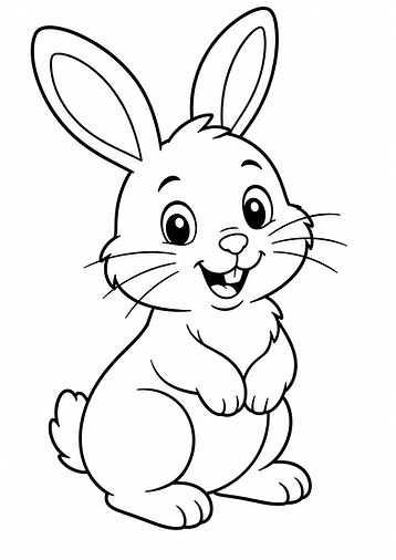 Süßer Hase Ausmalbild im einfachen Cartoon-Stil mit klaren schwarzen Linien zum Ausdrucken
Kurzer SEO-Text: