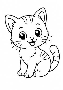 Kätzchen Ausmalbild im einfachen Cartoon-Stil kostenlos zum Ausdrucken für Kinder