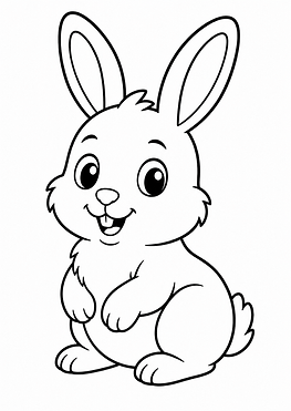 Süßes Kaninchen Ausmalbild im einfachen Cartoon-Stil mit klaren schwarzen Linien zum Ausdrucken