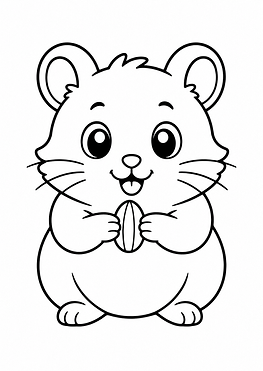 Hamster Ausmalbild im einfachen Cartoon-Stil kostenlos zum Ausdrucken für Kinder
