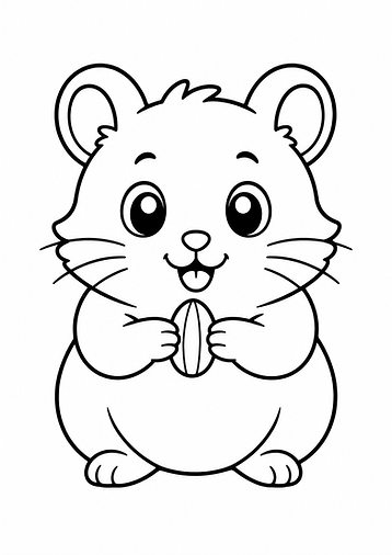 Hamster Ausmalbild im einfachen Cartoon-Stil kostenlos zum Ausdrucken für Kinder