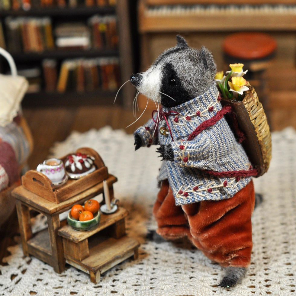 Little Mr Raccoon and his daffodils