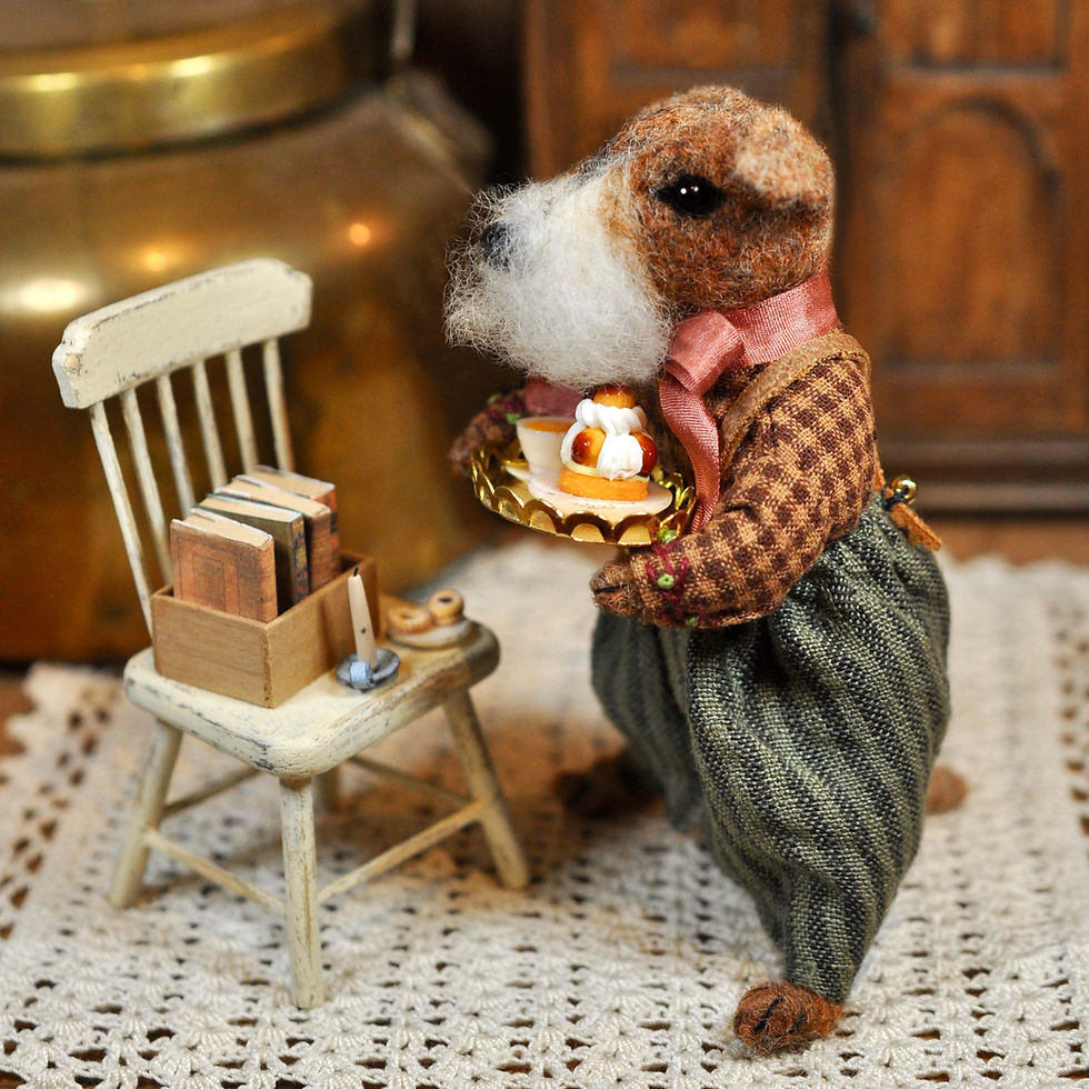 Thumbnail: Little Mr Terrier and his gourmet tray