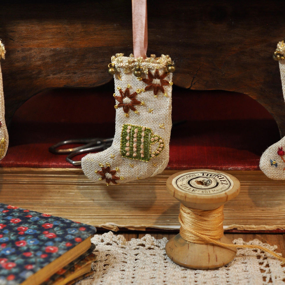 Miniature : Little Christmas stocking - "Cup of tea" model