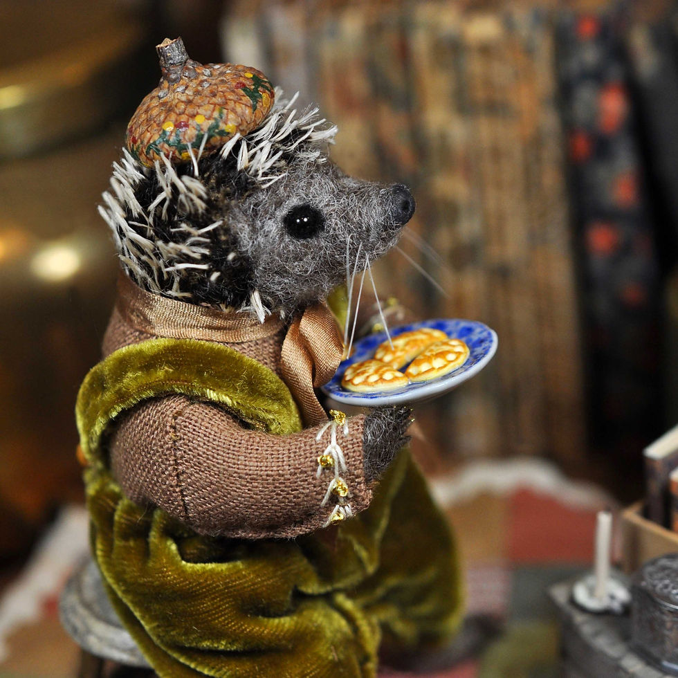 Miniature : Little Mr Hedgehog on his stool