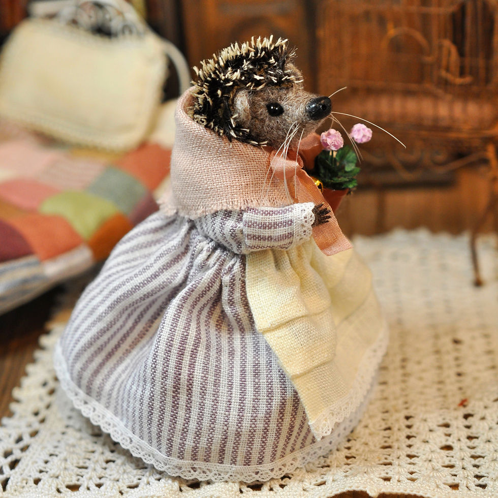 Little Mrs Hedgehog and her geraniums