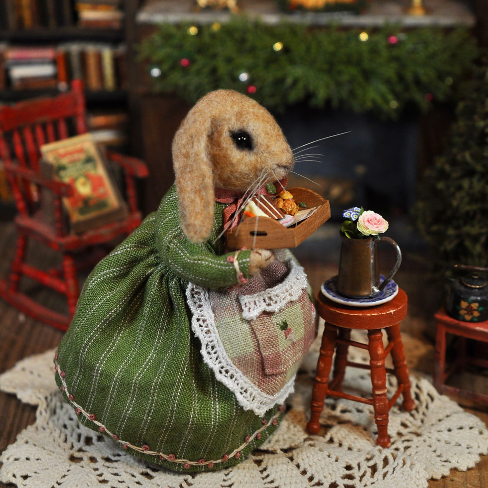 Miniature : Little Mrs Rabbit and her carrot cake