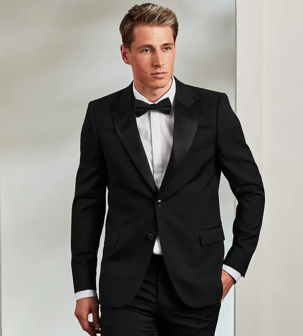Thumbnail: Black Slim Fit Stretch Peak Lapel Tuxedo