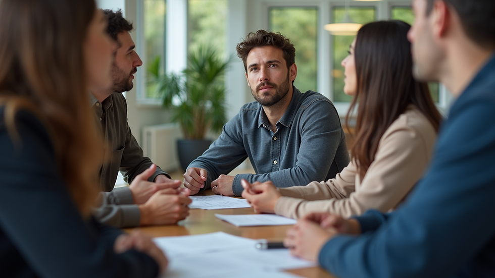 Eye-level view of a diverse group of people engaged in a discussion