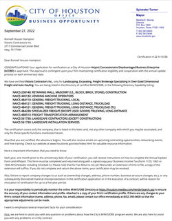 ACDBE Certificate