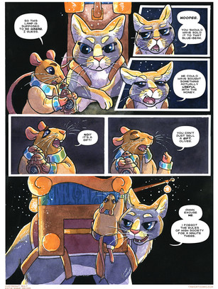 Page of taxicat comic.
Watercolor, ink, and Photoshop