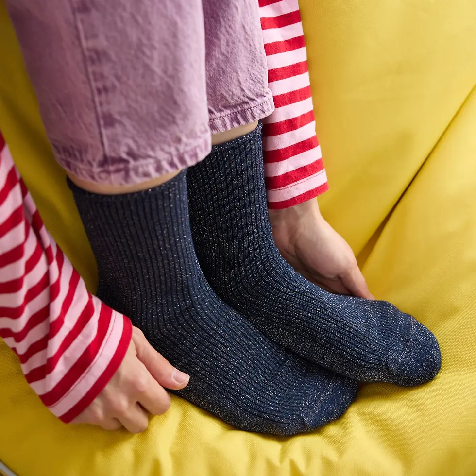 Miniature : Chaussettes à paillettes bleu marine