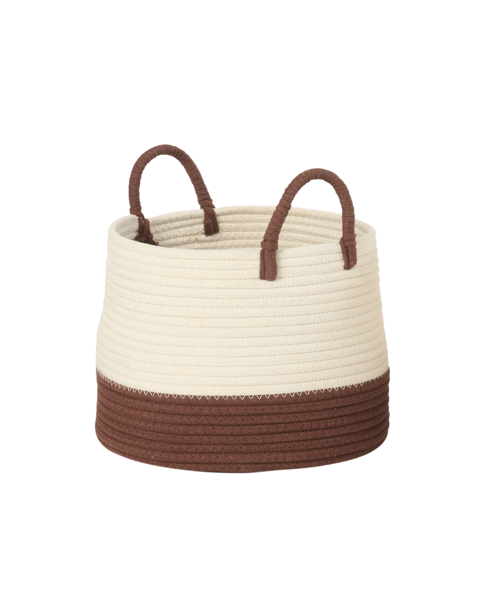 Miniature : Panier rond marron foncé et blanc
