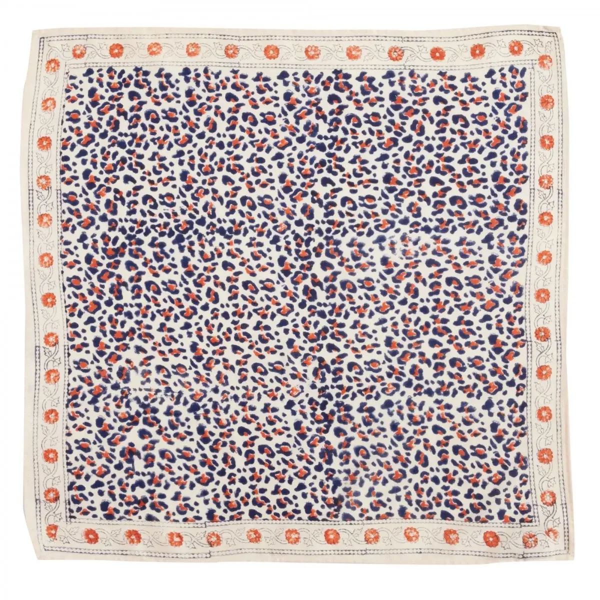 Foulard indien leopard beige marine