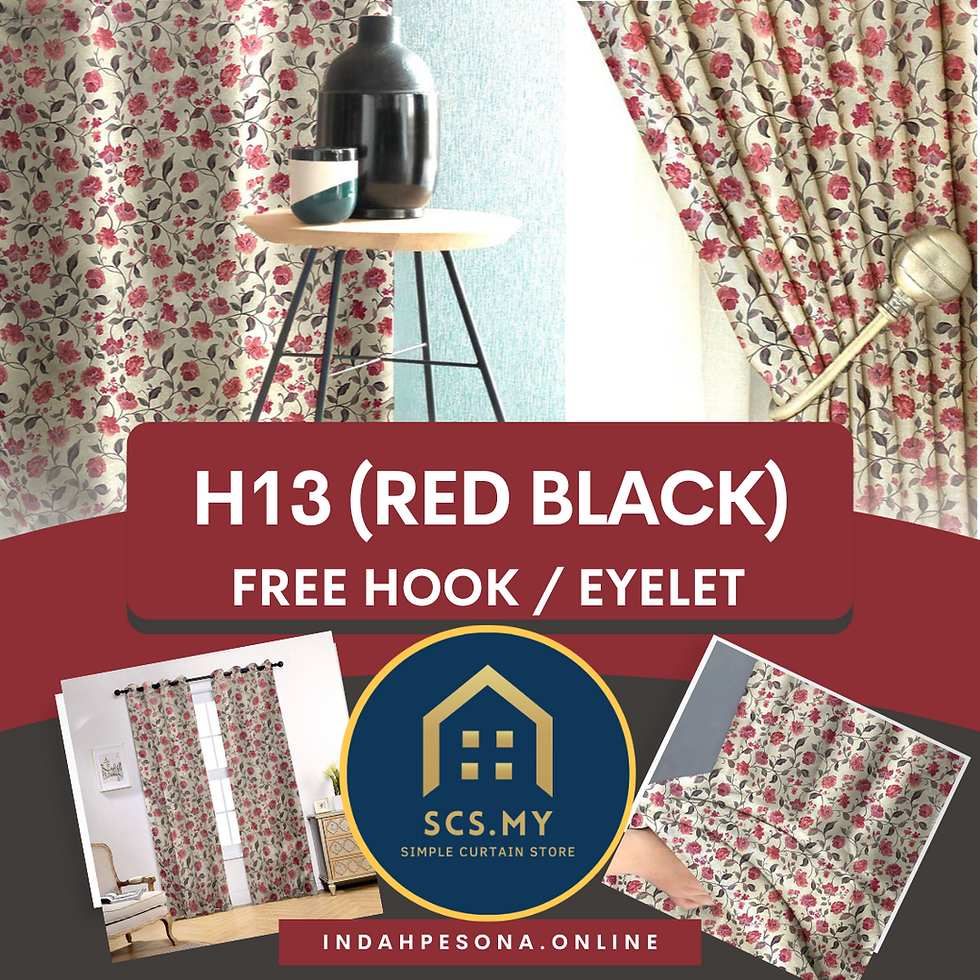 Imej kecil: Hebe Curtain (H13 Red Black)