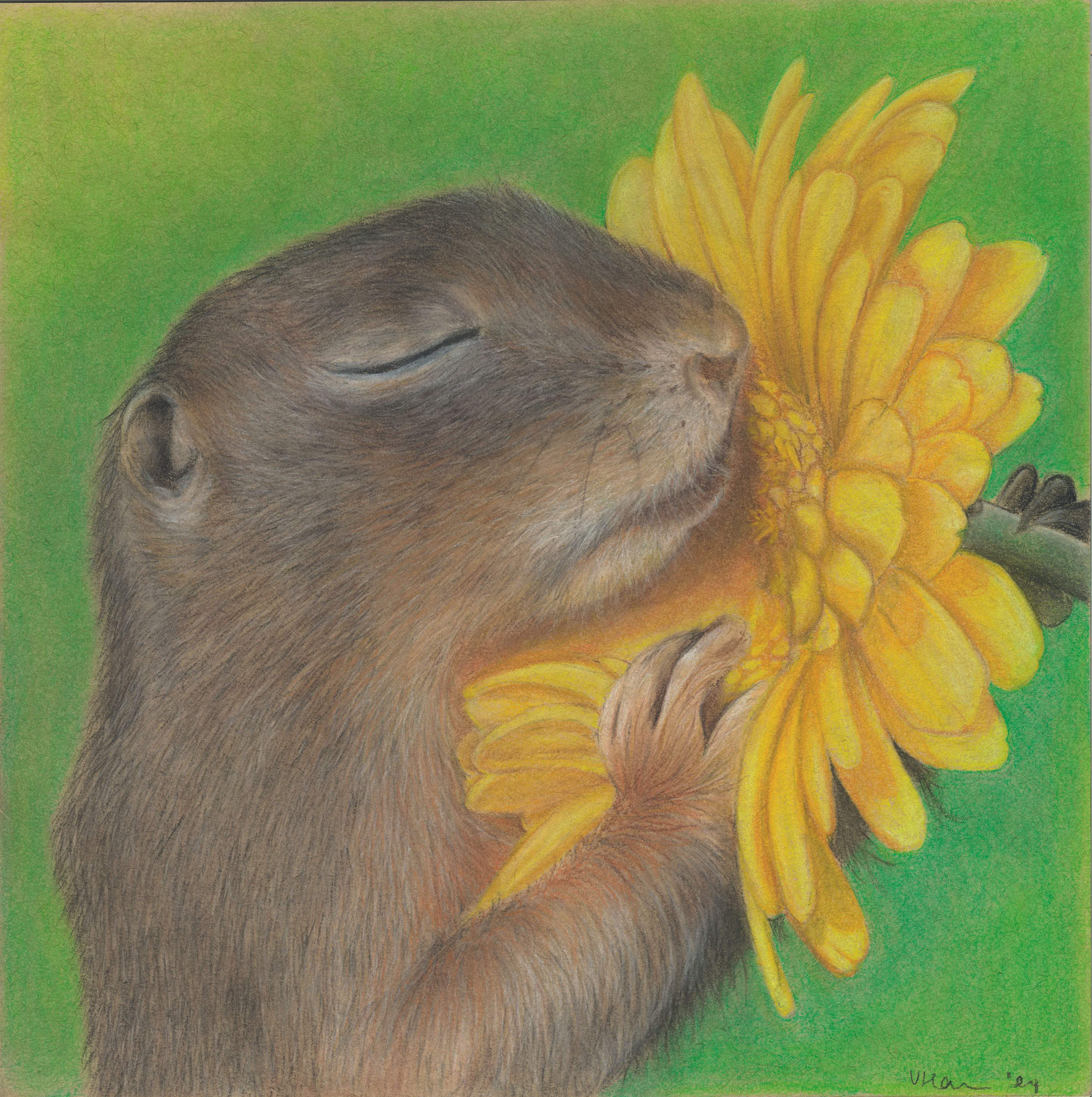 PRINT: Tiny Peace/squirrel with flower