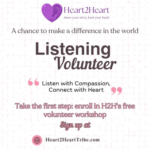 Soulversity welcomes to the Heart2Heart Volunteer Training program! This training is designed to equip you with the skills and confidence to provide authentic listening support to individuals in need to share their stories. Join us as we explore the art of compassionate listening, empathy, and connection.