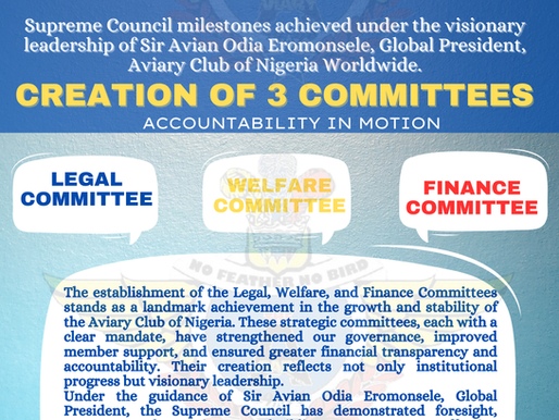 CREATION OF 3 Committees | Under Sir Odia Eromonsele