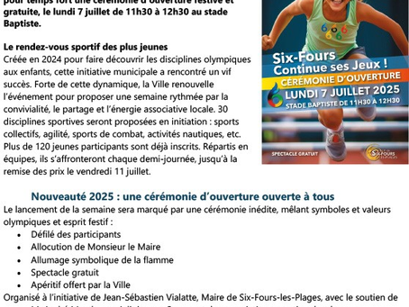 2ème édition de la mini-olympiade locale qui aura lieu du 7 au 11 juillet