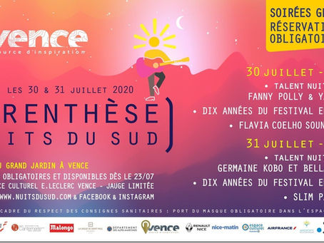 PARENTHESE NUITS DU SUD 2020 - 2 SOIREES