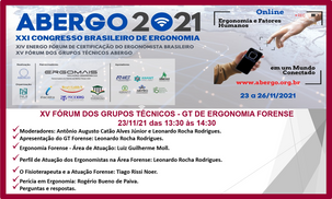 Fórum dos Grupos Técnicos ABERGO - GT de Ergonomia Forense