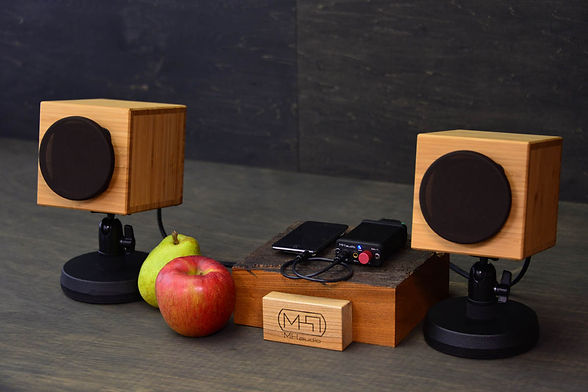 竹の小型スピーカーとアンプ