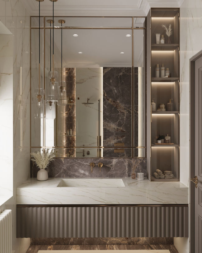 Зона раковины с подсветкой