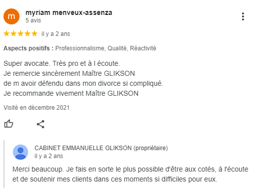 Emmanuelle Glikson Avocat - Avis Google My Business N°2