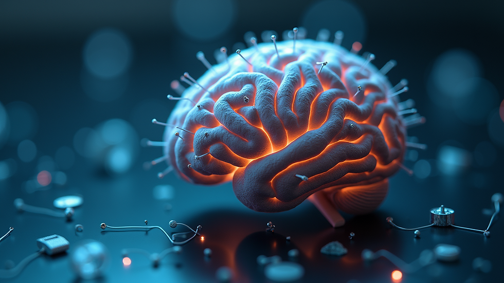 Close-up view of a brain model with neural connections