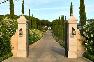 Majestic entrance with cypress trees