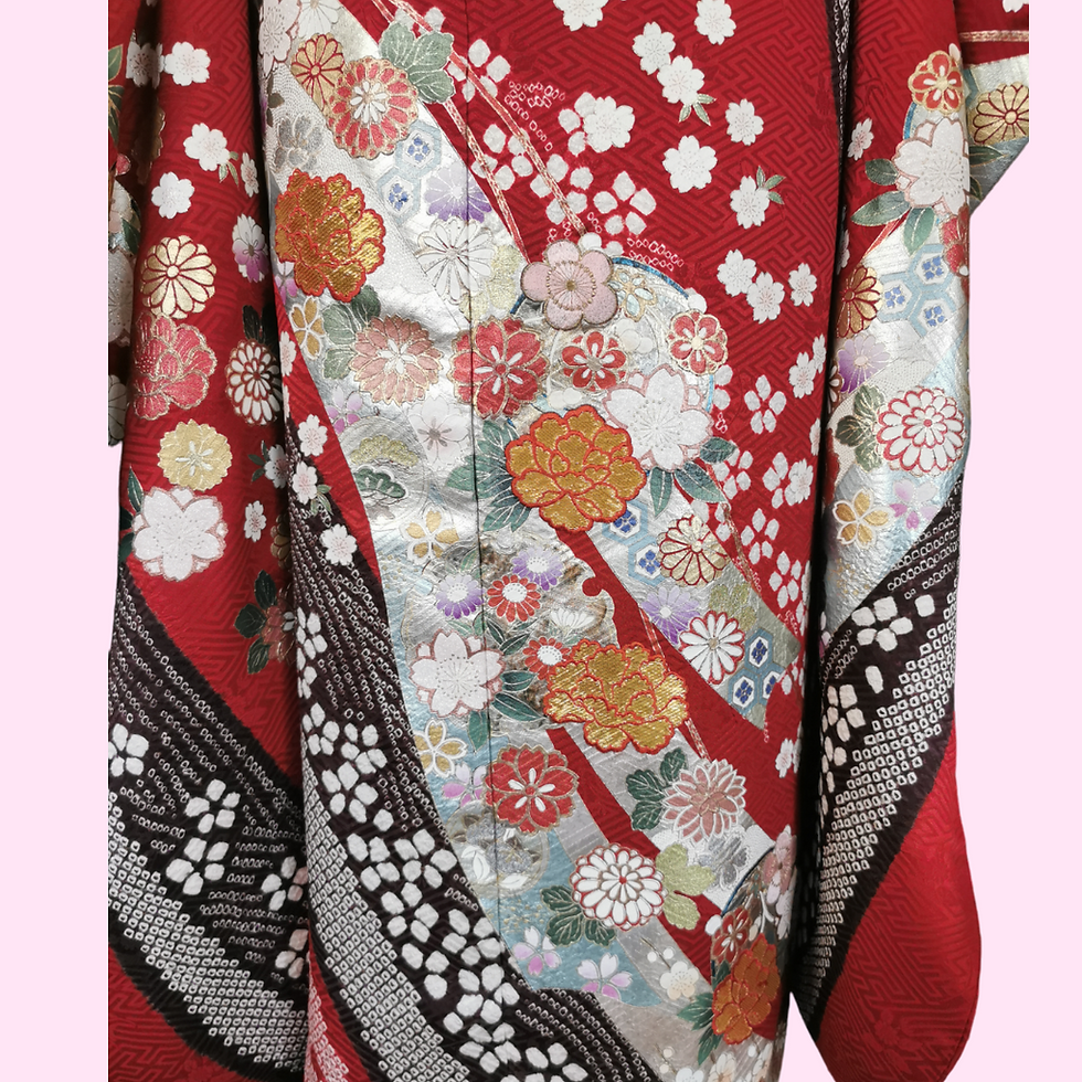 Thumbnail: (株)関芳ブランド 赤振袖 フルセット / Sekiyoshi Brand Red Furisode Full Set