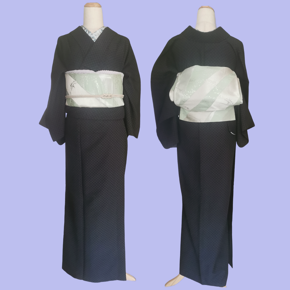 Thumbnail: モダン小紋 単衣 チェック柄 / Modern Komon Hitoe (Single-layer) Checkered Pattern Kimono