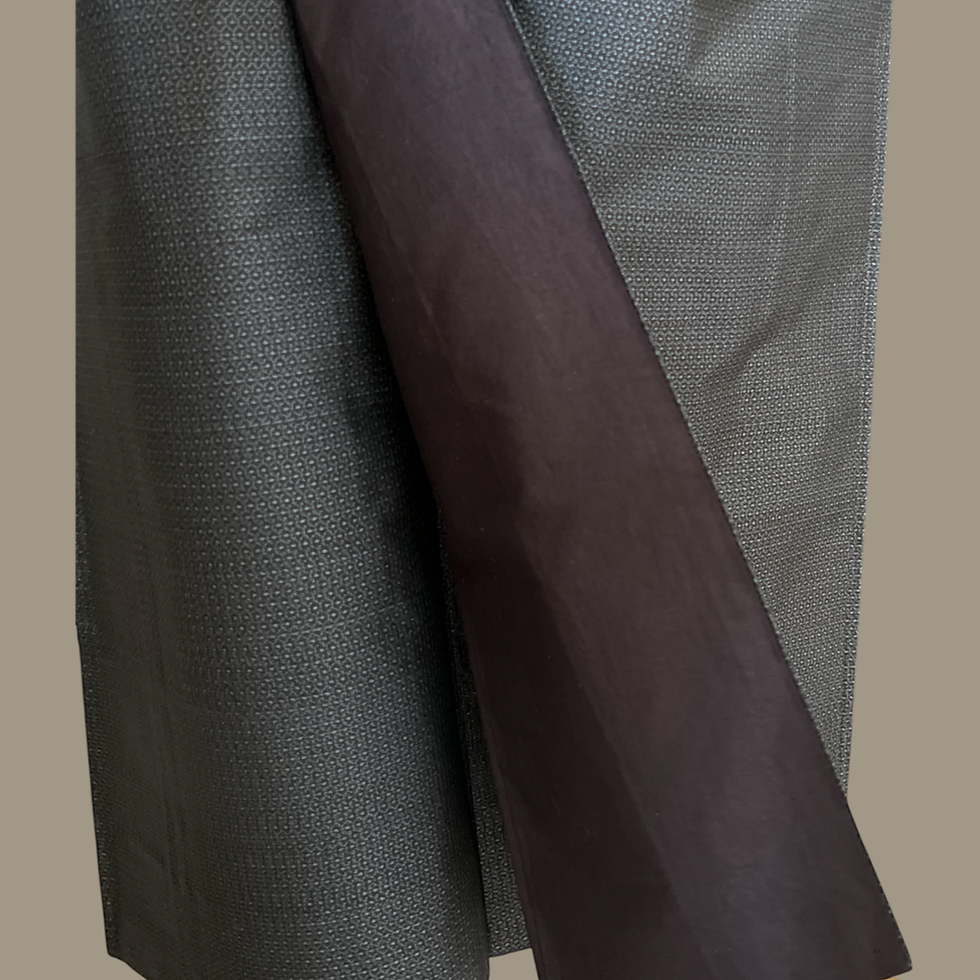 サムネイル： メンズ 正絹 紺色 レトロ着物フルセット (羽織付) / Men's Pure Silk Dark Navy Retro Kimono Obi Full Set